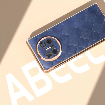 For Huawei Mate X5 Case Electroplated PU Leather+PC Grid Texture Phone Cover