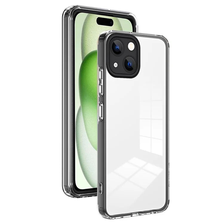 For iPhone 15 Plus Case Color Frame Clear Back TPU+PC Anti-scratch Phone Cover