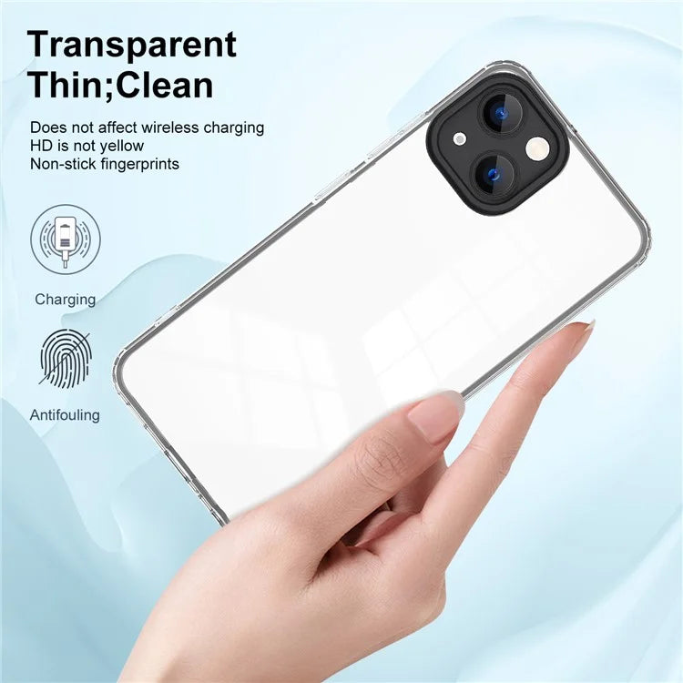 For iPhone 15 Plus Case Color Frame Clear Back TPU+PC Anti-scratch Phone Cover