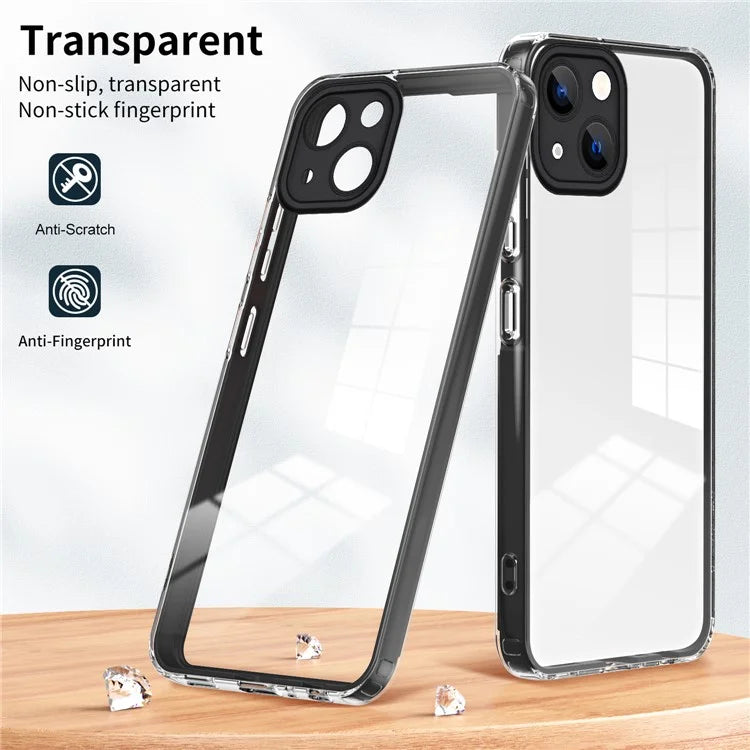 For iPhone 15 Plus Case Color Frame Clear Back TPU+PC Anti-scratch Phone Cover