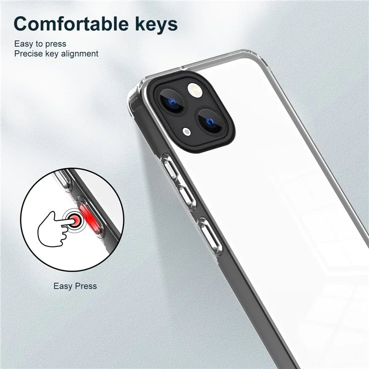 For iPhone 15 Plus Case Color Frame Clear Back TPU+PC Anti-scratch Phone Cover