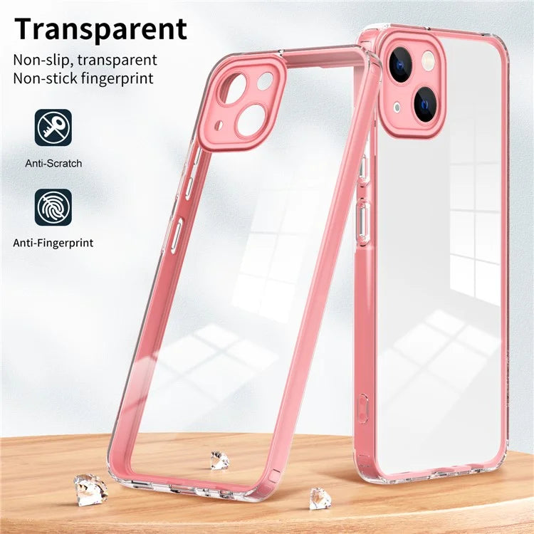For iPhone 15 Plus Case Color Frame Clear Back TPU+PC Anti-scratch Phone Cover
