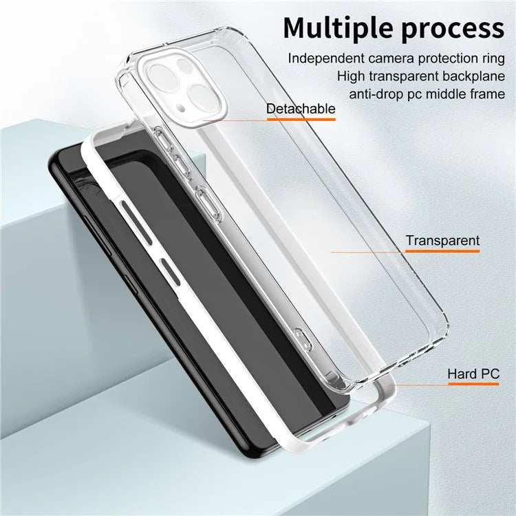 For iPhone 15 Case TPU+PC Clear Back Lens Protection Cellphone Cover