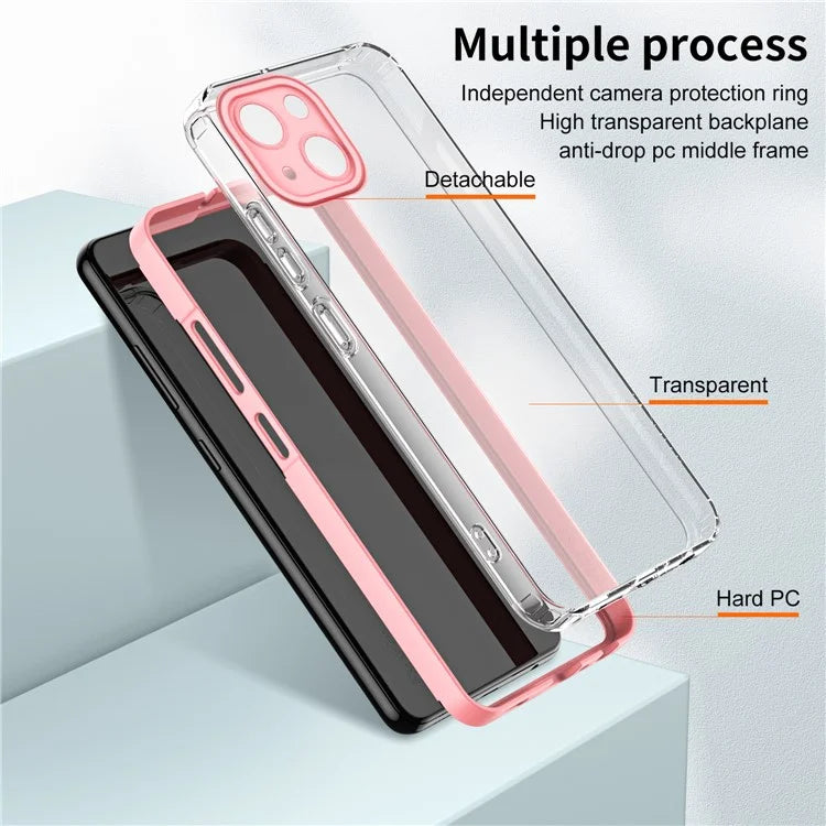 For iPhone 15 Case TPU+PC Clear Back Lens Protection Cellphone Cover