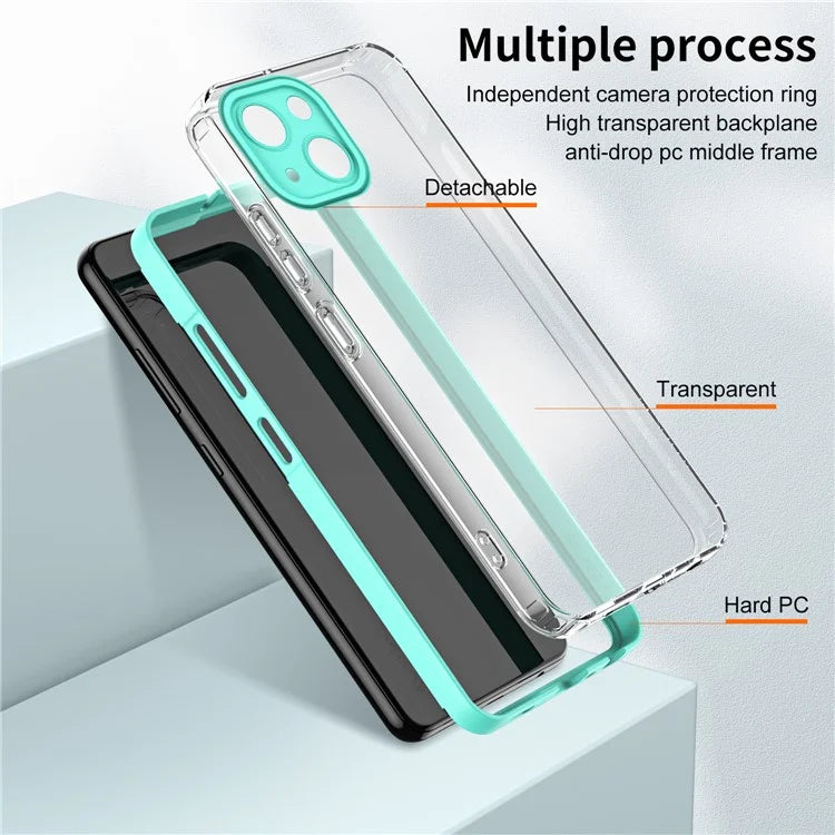 For iPhone 15 Case TPU+PC Clear Back Lens Protection Cellphone Cover