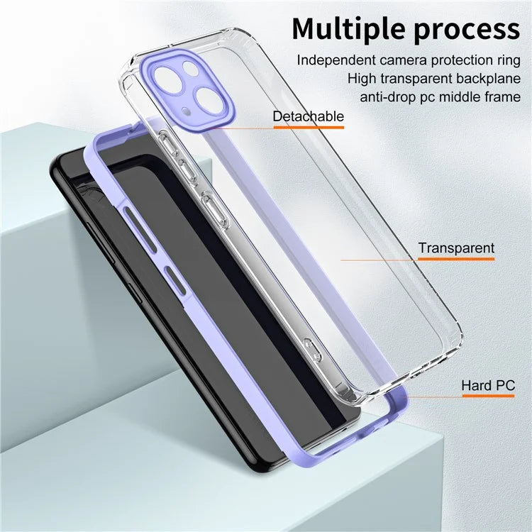 For iPhone 15 Case TPU+PC Clear Back Lens Protection Cellphone Cover