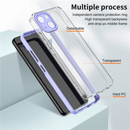 For iPhone 15 Case TPU+PC Clear Back Lens Protection Cellphone Cover