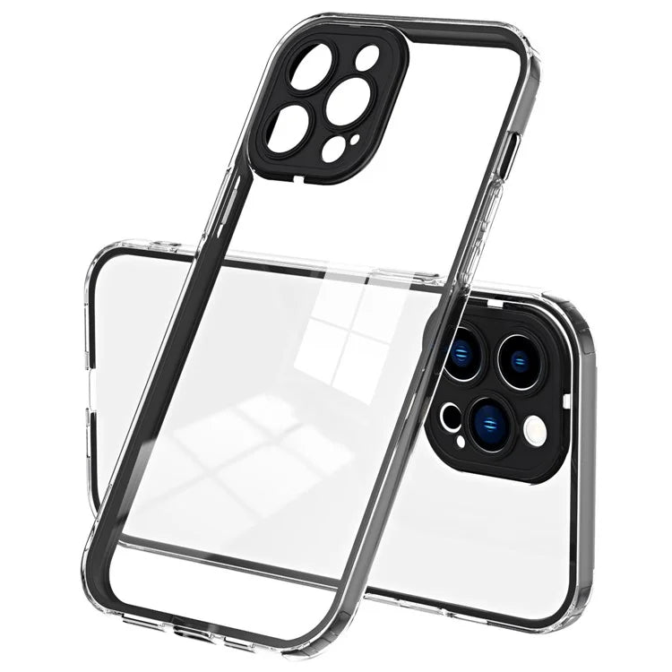 For iPhone 15 Pro Max Case TPU + PC Transparent Smartphone Anti-drop Cover