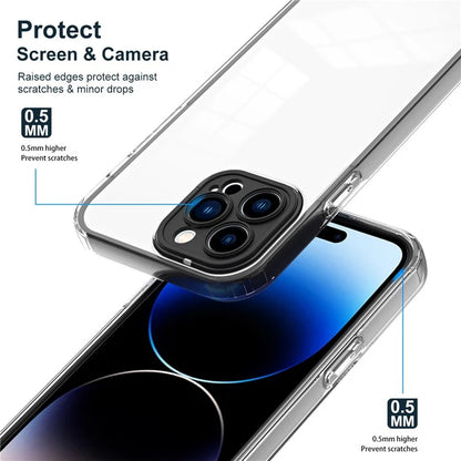 For iPhone 15 Pro Max Case TPU + PC Transparent Smartphone Anti-drop Cover