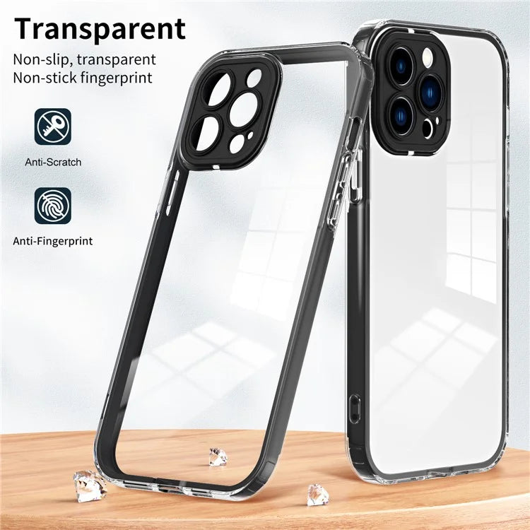 For iPhone 15 Pro Max Case TPU + PC Transparent Smartphone Anti-drop Cover