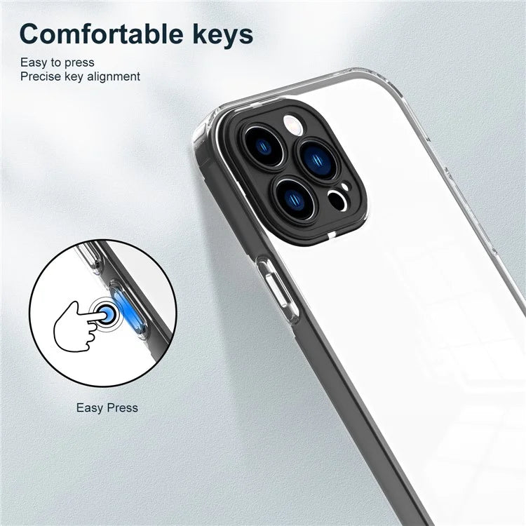 For iPhone 15 Pro Max Case TPU + PC Transparent Smartphone Anti-drop Cover