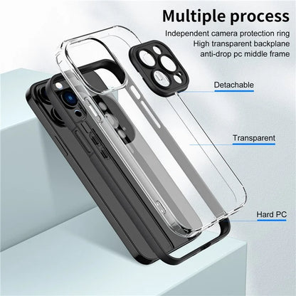 For iPhone 15 Pro Max Case TPU + PC Transparent Smartphone Anti-drop Cover