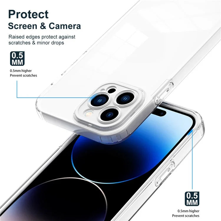 For iPhone 15 Pro Max Case TPU + PC Transparent Smartphone Anti-drop Cover
