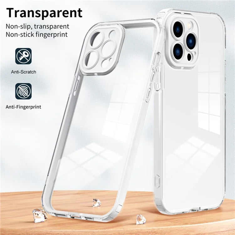 For iPhone 15 Pro Max Case TPU + PC Transparent Smartphone Anti-drop Cover