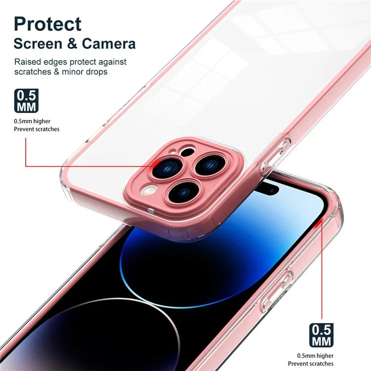 For iPhone 15 Pro Max Case TPU + PC Transparent Smartphone Anti-drop Cover