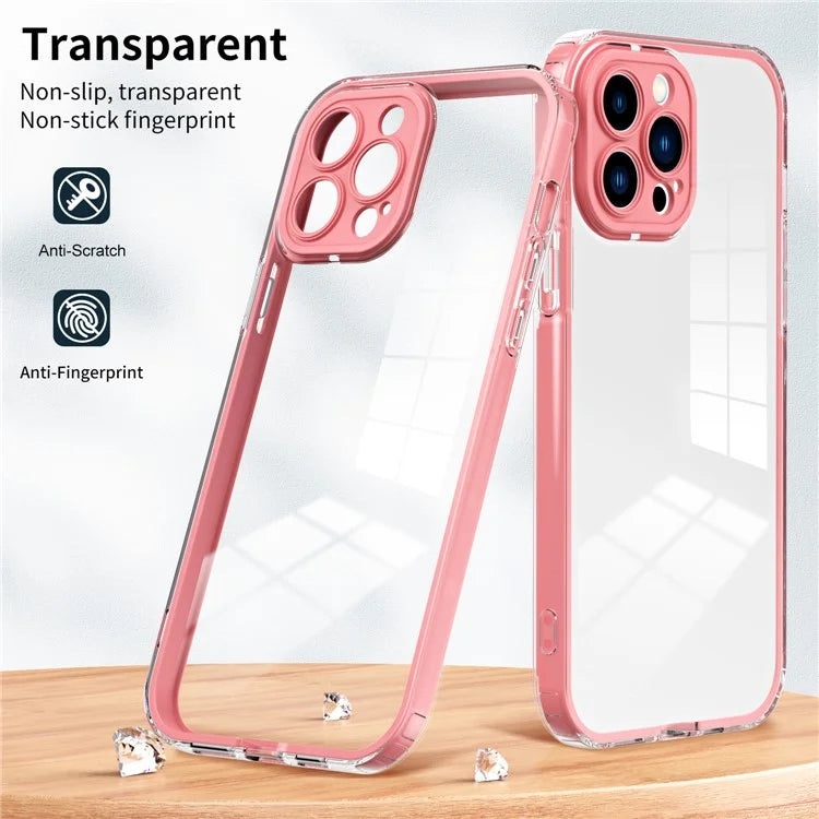 For iPhone 15 Pro Max Case TPU + PC Transparent Smartphone Anti-drop Cover