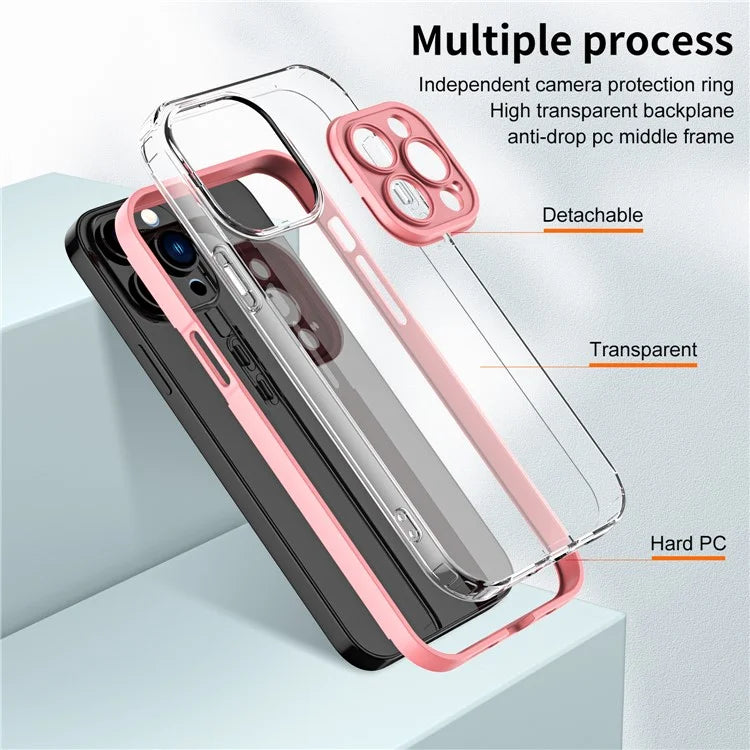 For iPhone 15 Pro Max Case TPU + PC Transparent Smartphone Anti-drop Cover