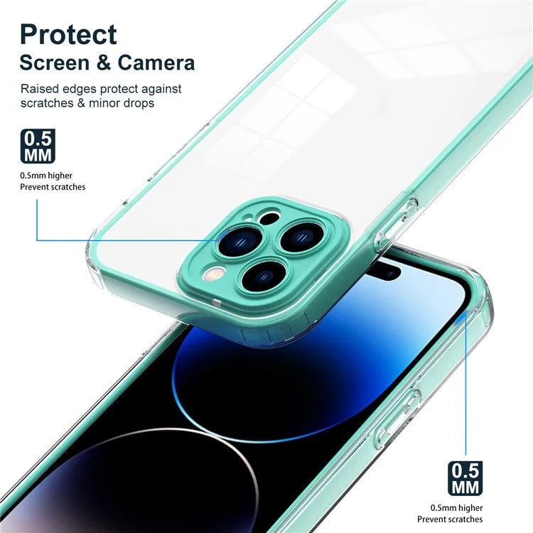 For iPhone 15 Pro Max Case TPU + PC Transparent Smartphone Anti-drop Cover