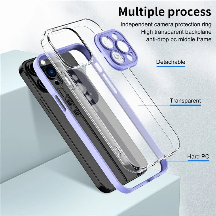 For iPhone 15 Pro Max Case TPU + PC Transparent Smartphone Anti-drop Cover