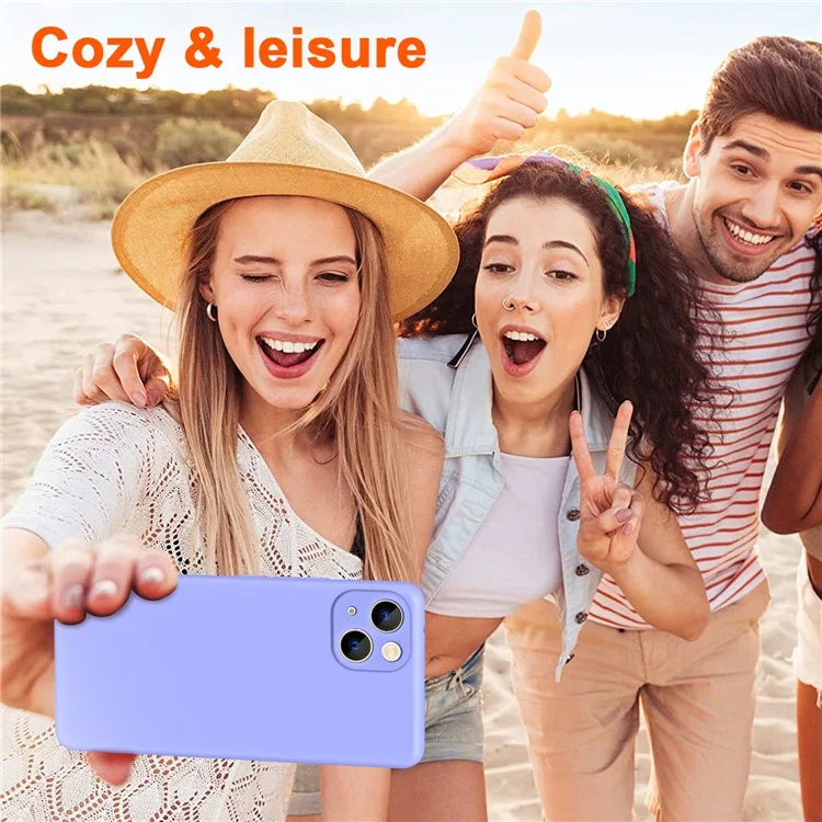 For iPhone 15 Plus Phone Case Rubberized Soft TPU Fiber Lining Back Cover
