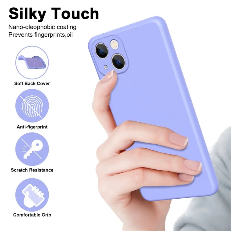 For iPhone 15 Plus Phone Case Rubberized Soft TPU Fiber Lining Back Cover