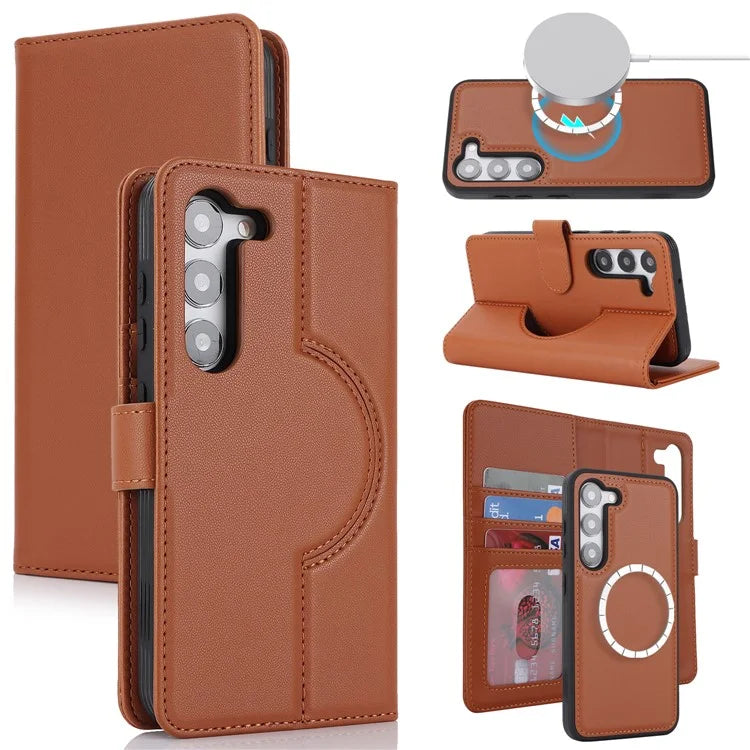 For Samsung Galaxy S23 Case Compatible with MagSafe Detachable PU Leather Flip Phone Cover