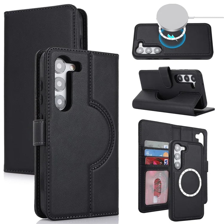 For Samsung Galaxy S23 Case Compatible with MagSafe Detachable PU Leather Flip Phone Cover