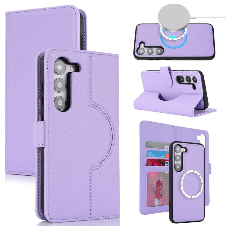 For Samsung Galaxy S23 Case Compatible with MagSafe Detachable PU Leather Flip Phone Cover