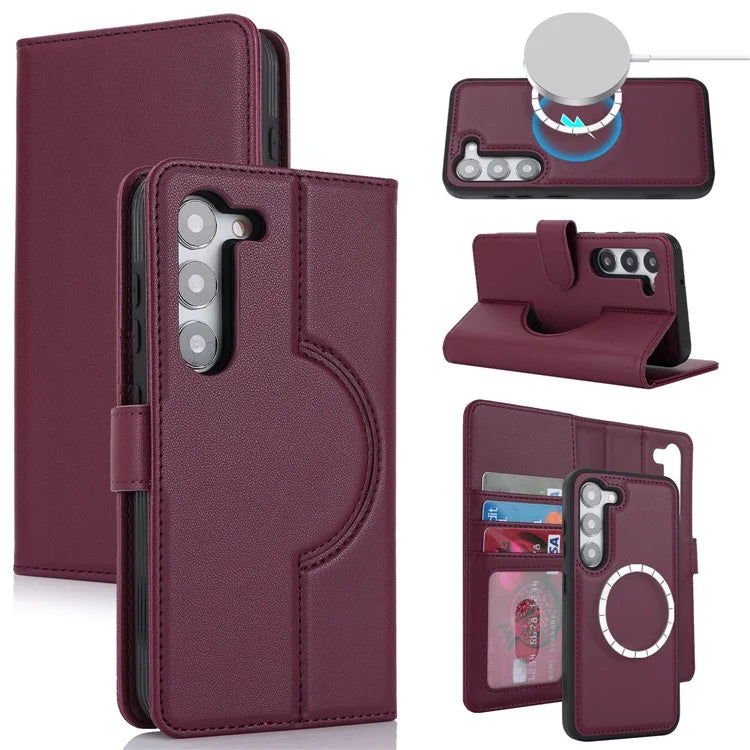 For Samsung Galaxy S23 Case Compatible with MagSafe Detachable PU Leather Flip Phone Cover