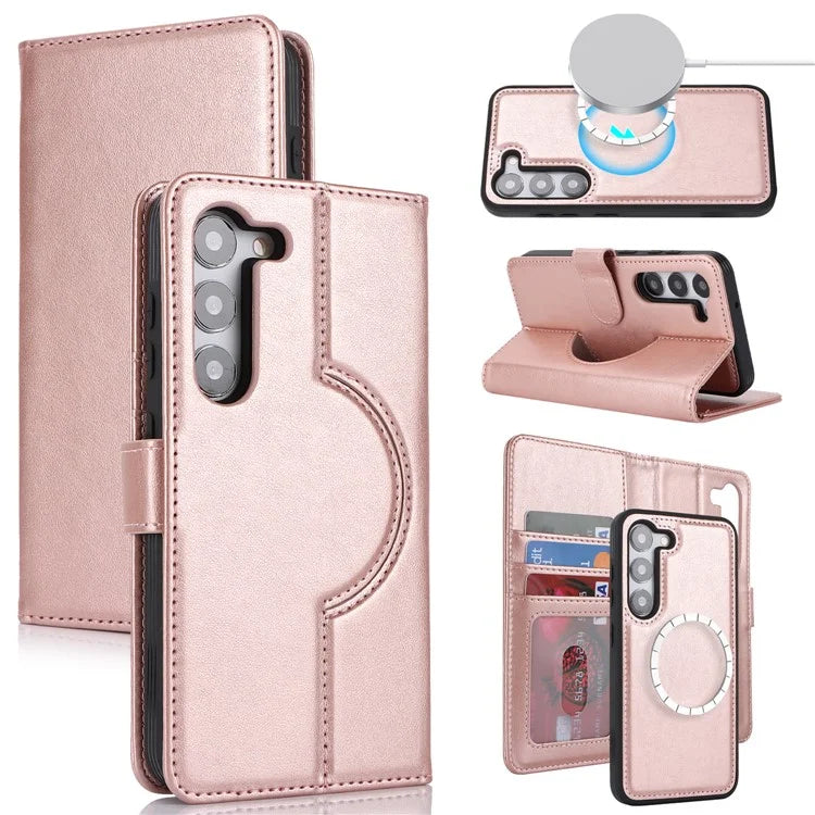 For Samsung Galaxy S23 Case Compatible with MagSafe Detachable PU Leather Flip Phone Cover