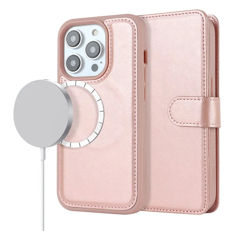Detachable Phone Cover for iPhone 14 Pro Case Compatible with MagSafe Anti-Drop PU Leather Case