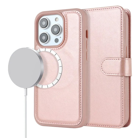 Detachable Phone Cover for iPhone 14 Pro Case Compatible with MagSafe Anti-Drop PU Leather Case