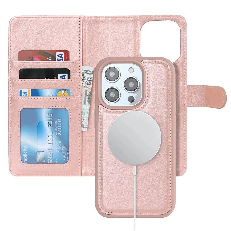 Detachable Phone Cover for iPhone 14 Pro Case Compatible with MagSafe Anti-Drop PU Leather Case