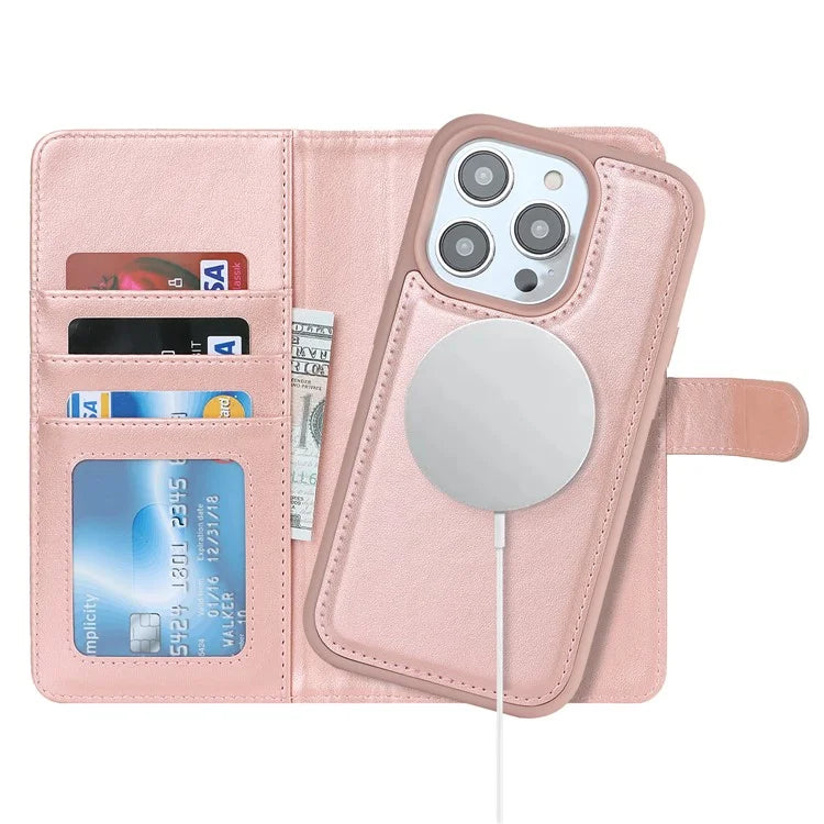 Detachable Phone Cover for iPhone 14 Pro Case Compatible with MagSafe Anti-Drop PU Leather Case