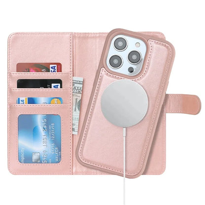 Detachable Phone Cover for iPhone 14 Pro Case Compatible with MagSafe Anti-Drop PU Leather Case