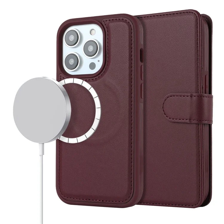 Detachable Phone Cover for iPhone 14 Pro Case Compatible with MagSafe Anti-Drop PU Leather Case