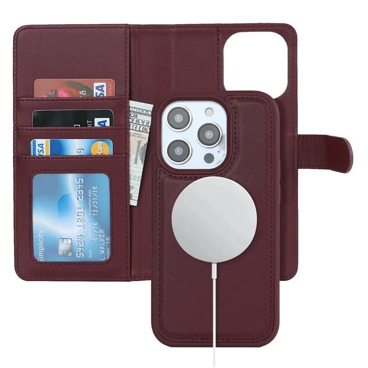 Detachable Phone Cover for iPhone 14 Pro Case Compatible with MagSafe Anti-Drop PU Leather Case