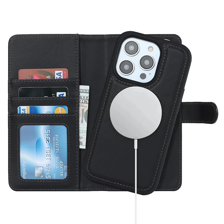 Detachable Phone Cover for iPhone 14 Pro Case Compatible with MagSafe Anti-Drop PU Leather Case