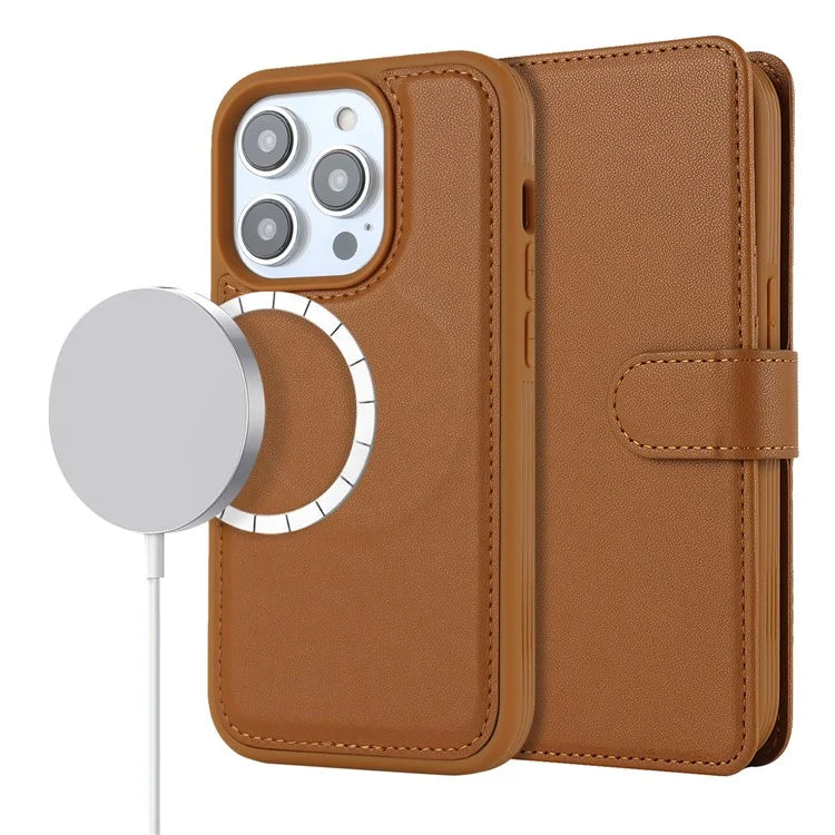 Detachable Phone Cover for iPhone 14 Pro Case Compatible with MagSafe Anti-Drop PU Leather Case