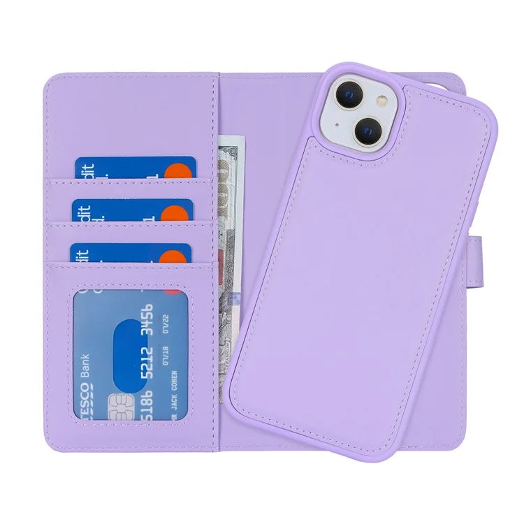 Detachable Phone Case for iPhone 14 Plus Case Compatible with MagSafe PU Leather Flip Cover