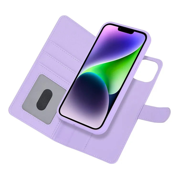 Detachable Phone Case for iPhone 14 Plus Case Compatible with MagSafe PU Leather Flip Cover
