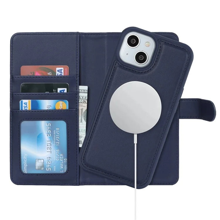 Detachable Phone Case for iPhone 14 Plus Case Compatible with MagSafe PU Leather Flip Cover