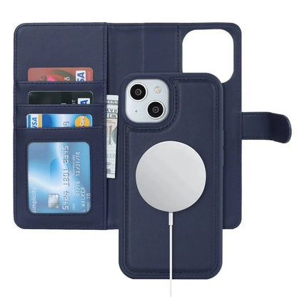 Detachable Phone Case for iPhone 14 Plus Case Compatible with MagSafe PU Leather Flip Cover