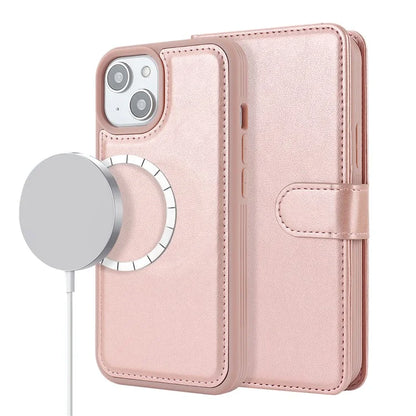 Detachable Phone Case for iPhone 14 Plus Case Compatible with MagSafe PU Leather Flip Cover