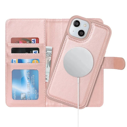 Detachable Phone Case for iPhone 14 Plus Case Compatible with MagSafe PU Leather Flip Cover