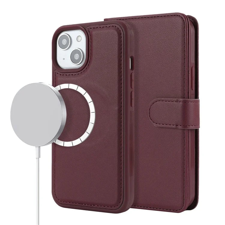 Detachable Phone Case for iPhone 14 Plus Case Compatible with MagSafe PU Leather Flip Cover