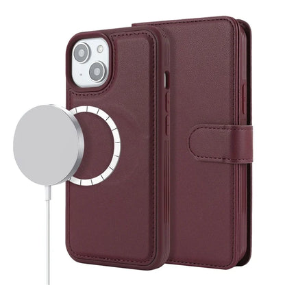 Detachable Phone Case for iPhone 14 Plus Case Compatible with MagSafe PU Leather Flip Cover