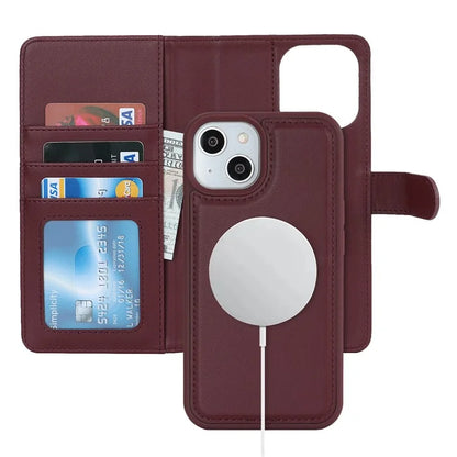Detachable Phone Case for iPhone 14 Plus Case Compatible with MagSafe PU Leather Flip Cover