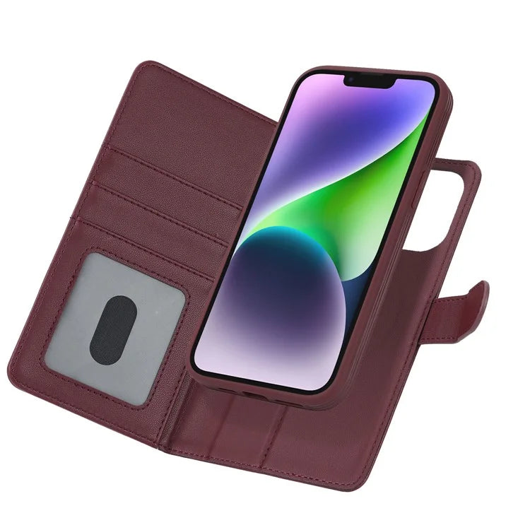 Detachable Phone Case for iPhone 14 Plus Case Compatible with MagSafe PU Leather Flip Cover