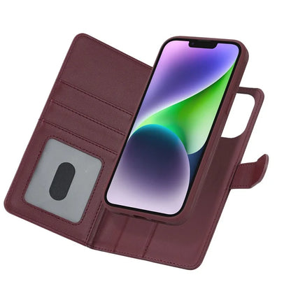 Detachable Phone Case for iPhone 14 Plus Case Compatible with MagSafe PU Leather Flip Cover